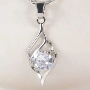 Faux Diamond Clear Rhinestone Pendant Necklace